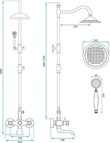 Rea Bergamo, sprchový set v retro štýle, antická bronz, REA-P5002