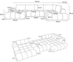 Biela ženilková rozkladacia/s úložným priestorom rohová pohovka (pravý roh/do tvaru "U") Everest – Bobochic Paris