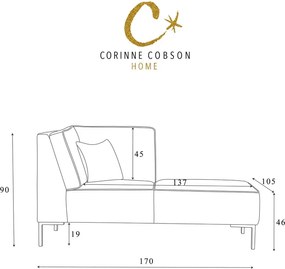 Krémová rohová leňoška Corinne Cobson Blackbird, pravý roh