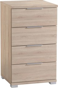 Nočný stolík/skrinka so 4 zásuvkami Smilla, výška 79 cm, dub sonoma