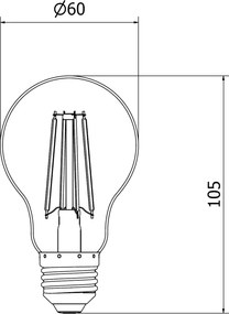 Mexen Vintis, LED filamentová žiarovka E27, A60, 8 W, teplá biela 2200K, číra, L150-E27-0822-00