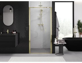 Mexen Exo, skladacie sprchové dvere 75 cm, číre sklo, zlatá, 816-075-000-50-00