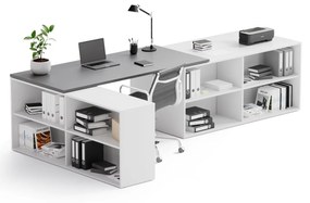PLAN Kancelársky písací stôl s úložným priestorom BLOCK B02, dub prírodný/grafit