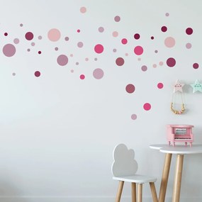 Sada 100 ružových nástenných samolepiek Ambiance Round Stickers
