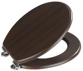 Tmavé WC sedadlo s jednoduchým zatváraním Wenko Wenge, 43 x 37 cm
