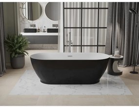 Mexen Roxy, voľne stojaca vaňa 180 x 85 cm, biela-čierna, oceľový prepad, 51201808575-97