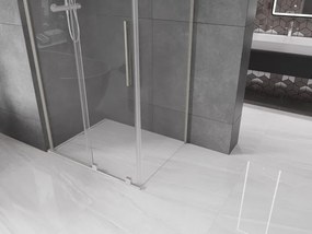 Mexen Velar L, sprchový kút s posuvnými dverami 120 x 75 cm, 8mm číre sklo, brúsená oceľ, 871-120-075-03-97