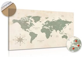 Obraz na korku decentná mapa sveta