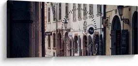 Obraz - Pražská ulička (s hodinami) (90x30 cm)