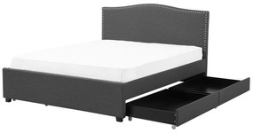 Čalúnená posteľ s úložným priestorom 160 x 200 cm sivá MONTPELLIER Beliani