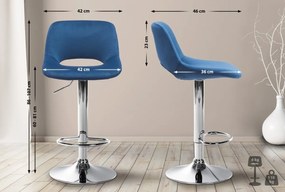 2x Barová stolička Camden - zamat, chróm rám - Modrá
