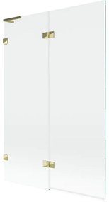 Mexen Lunar L, 2-krídlová vaňová zástena ľavá 120 x 150 cm, číre sklo, zlatá lesklá, 897L-120-100-50-00-L