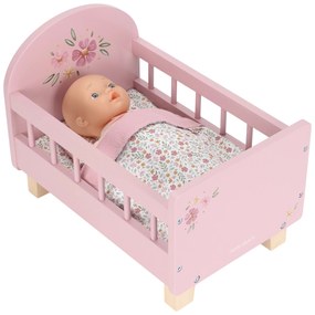 Postieľka pre bábiky drevená s perinkou Pink