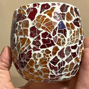 Carneol gemstone mosaic LED lamp - svietnik  KEG PUZZLE