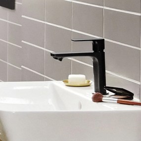 HANSGROHE Rebris E páková umývadlová batéria CoolStart s kovovou odtokovou súpravou s tiahlom, výška výtoku 109 mm, matná čierna, 72551670