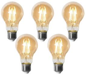 Sada 5 ks E27 dimbare LED lamp A60 goud 5W 500 lm 2700K