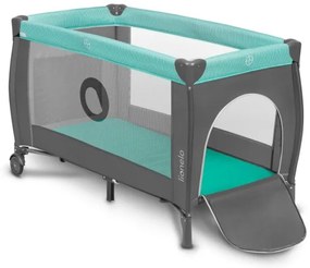 Lionelo - Cestovná postieľka SVEN PLUS šedá/tyrkysová