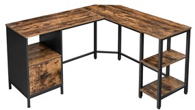 Vasagle Počítačový stôl Lugo, Rustikálna hnedá / Čierna
