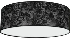 Stropné svietidlo Satino Round, 1x čierne/strieborné textilné tienidlo, (biele plexisklo), (fi 60 cm)