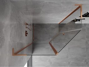 Mexen Mist L, päťuholníkový sprchový kút s krídlovými dverami, 100 x 80 cm, 8mm číre sklo, medený profil, 8A8L-100-080-65-00