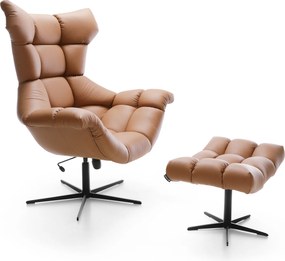 Kožené kreslo + taburet CORAL