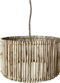 Prírodné antik závesné svetlo s ratanovým tienidlom Lamp rattan - Ø 50*54cm/ E27/ 40W