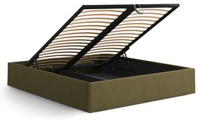 Zelená čalúnená dvojlôžková posteľ s úložným priestorom/bez čela s roštom 180x200 cm Susan – Micadoni