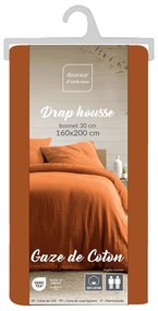 Oranžová/hnedá mušelínová plachta 160x200 cm Angelia – douceur d'intérieur