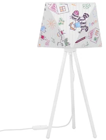 Detská stolná lampa Diamond, 1x biele textilné tienidlo so vzorom