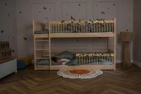 Detská poschodová posteľ s Montessori lôžkom z masívu borovice BOLEK - 200x90 cm - PRÍRODNÁ