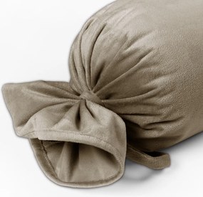 Biante Zamatový vankúš valec bonbon Velvet Prémium SVP-030 Sivobéžový 15x40 cm