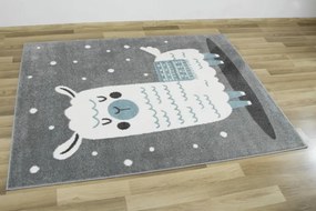 Detský koberec Lima 9486A Lama svetlosivý / krémový / tyrkysový