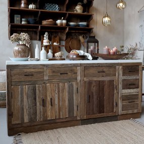 Hnedá antik komoda s mramorovou doskou Grimaud – 95*60*97 cm