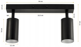 BERGE LED stropné svietidlo VIKI SILVER - 2xGU10 - čierne