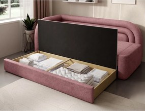 Ružová ženilková rozkladacia/s úložným priestorom pohovka ľavý roh 223 cm Fabillo – ELTAP