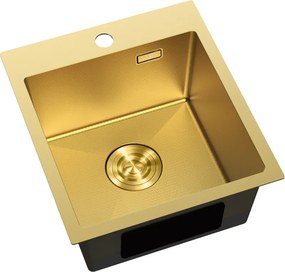 Mexen Solix, 1-komorový nerezový drez 400 x 450 mm, brúsená zlatá, vzor voština, 6401401000-55HC