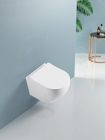 Cerano Cesso, závesná WC misa Rimless, Vortex + UF sedátko - biela matná - 49x36 cm, CER-CER-476681
