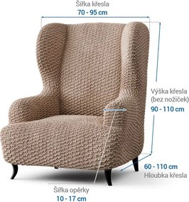 Bielastické poťahy MOSAICO béžové kreslo ušiak (š. 60 - 110 cm)
