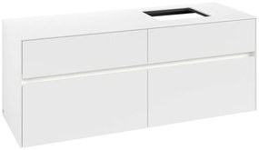 VILLEROY &amp; BOCH Collaro závesná skrinka pod umývadlo na dosku (umývadlo vpravo), 4 zásuvky, s LED osvetlením, 1400 x 500 x 548 mm, White Matt, C133B0MS