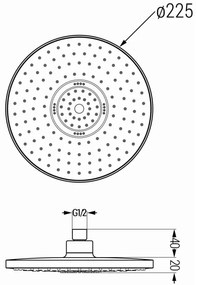 Mexen sprchová hlavica D-05, Round 22 cm, zlatá/biela, 79705-50