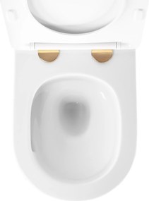 Rea Carlo Mini Tornado, závesná WC misa 490x355x350mm + toaletné sedadlo, biela-zlatý okraj, REA-C6801