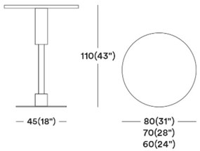 ORLANDO H110 DIZAJNOVÝ BAROVÝ STÔL Ø 70cm