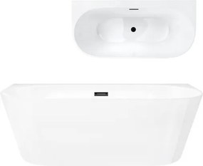 Voľne stojaca stenová vaňa Corsan Mono 170 x 80, široký okraj, čierna