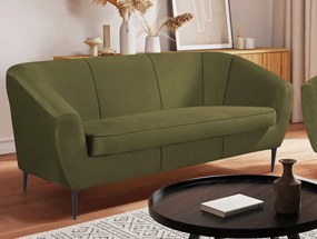 Trojmiestna pohovka Olivio, machovo zelená zamatová tkanina