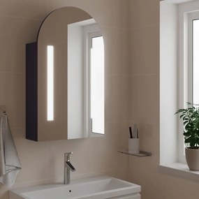 Kúpeľňová zrkadlová skrinka s LED oblúková šedá 42x13x70 cm 357974