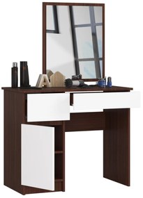 Kozmetický stolík so zrkadlom P-2/SL wenge / biely ľavý