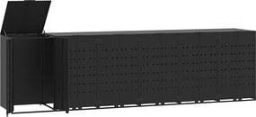 vidaXL Úložisko na 6 koše na kolieskach čierne 414x79x117 cm oceľ
