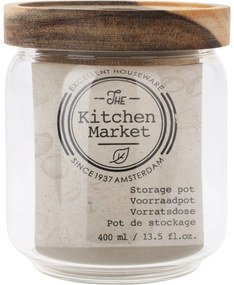 Sklenená nádoba s akátovým viečkom 400 ml, 0,4 l