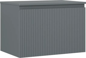 Mexen Rivel, kúpeľňová skrinka 70 cm s hornou doskou, 1 zásuvka, drážkovaná, grafitová matná, 91A20-07047-1-BFC66