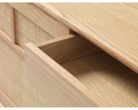 Nízka komoda v dekore duba s posuvnými dverami v prírodnej farbe 180x80 cm Barrali – Unique Furniture